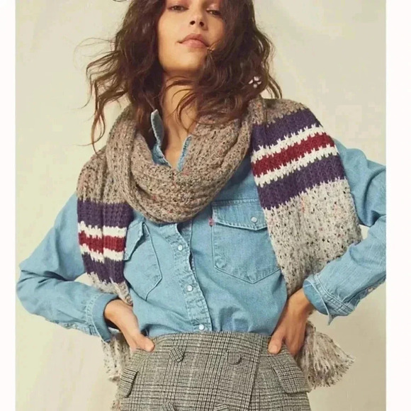 Free People Rugby Stripe Tassel Scarf - Picture 1 of 2